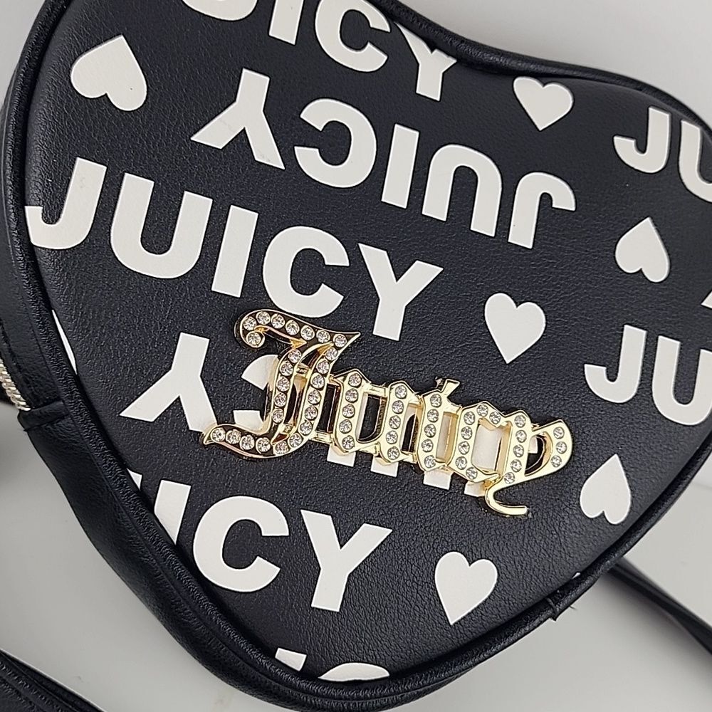 Juicy couture licorice heart fluffy crossbody bag purse small new gold hardware - Picture 2 of 5